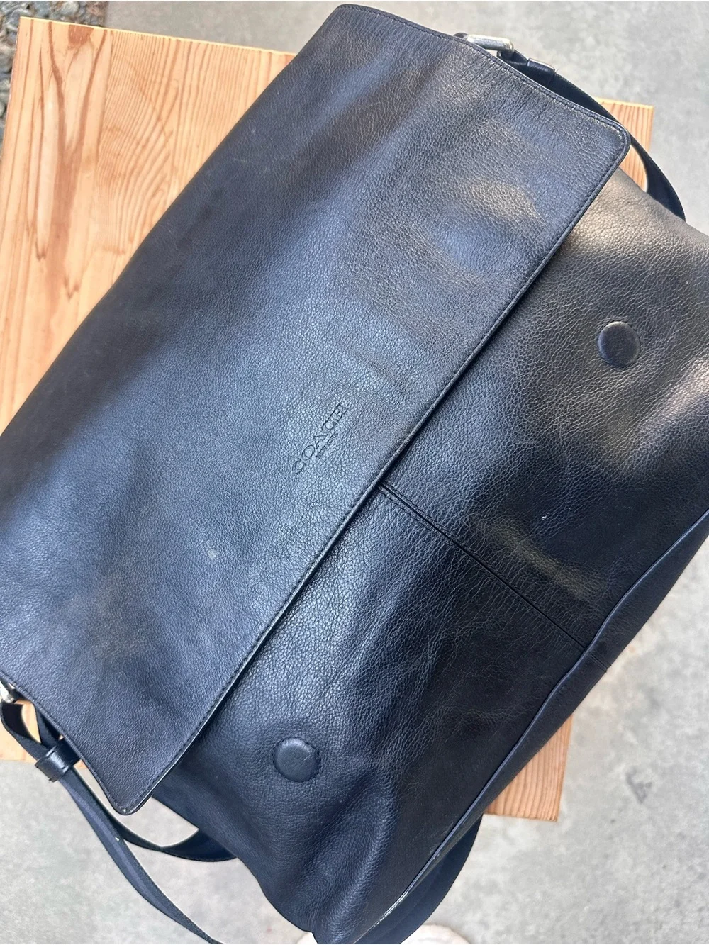 Coach Black Pebbled Leather Messenger Bag